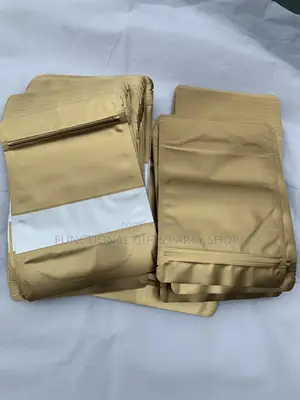Gold Matte Stand-Up Zipper Pouch With Rectangle Window