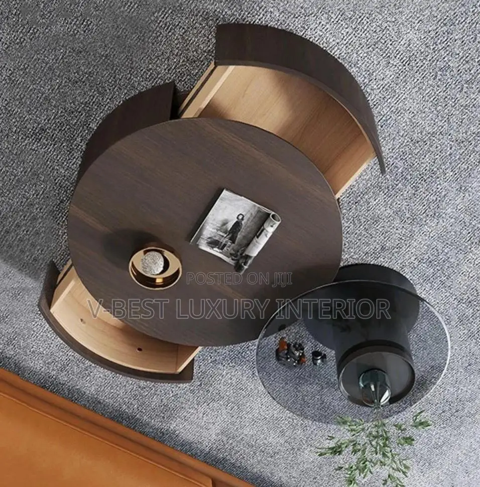 Coffee Table – Contemporary Dark Walnut Design With a Stylish Drum