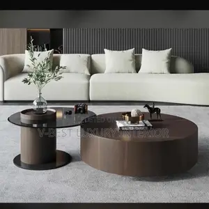 Coffee Table – Contemporary Dark Walnut Design With a Stylish Drum