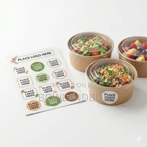 Kraft Takeaway Bowl Plus Free Branded Stickers (100 Pcs)Paper