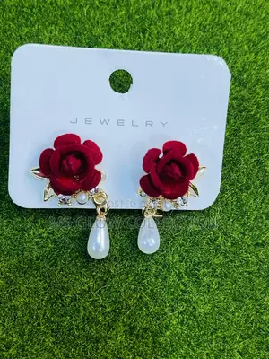 Rose Water Drop Pendant Earrings