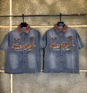 Luxury Mafa Washed Demin Short-Sleeved Shirt