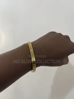 Luxury Stainless Steel Stone Screw Gold Bangle