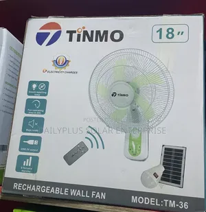 New Tinmo 18 Inches Rechargeable Wall Fan With Bulb, Remote and Panel