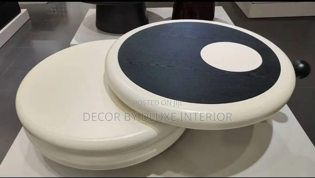 Italian Solid Wood Round Rotatable Coffee Table