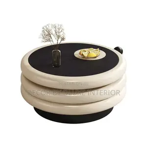 Italian Solid Wood Round Rotatable Coffee Table