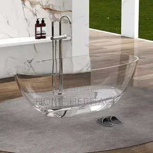 Luxury Transparent Solid Surface Stone Resin Bathtub – Egg-Shaped