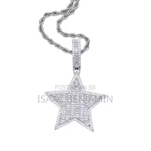 Star Iced Out Quality Platinum Plated Pendant Necklace