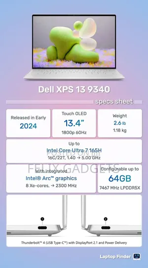 New Laptop Dell XPS 13 9340 16GB Intel Core Ultra 7 SSD 512GB