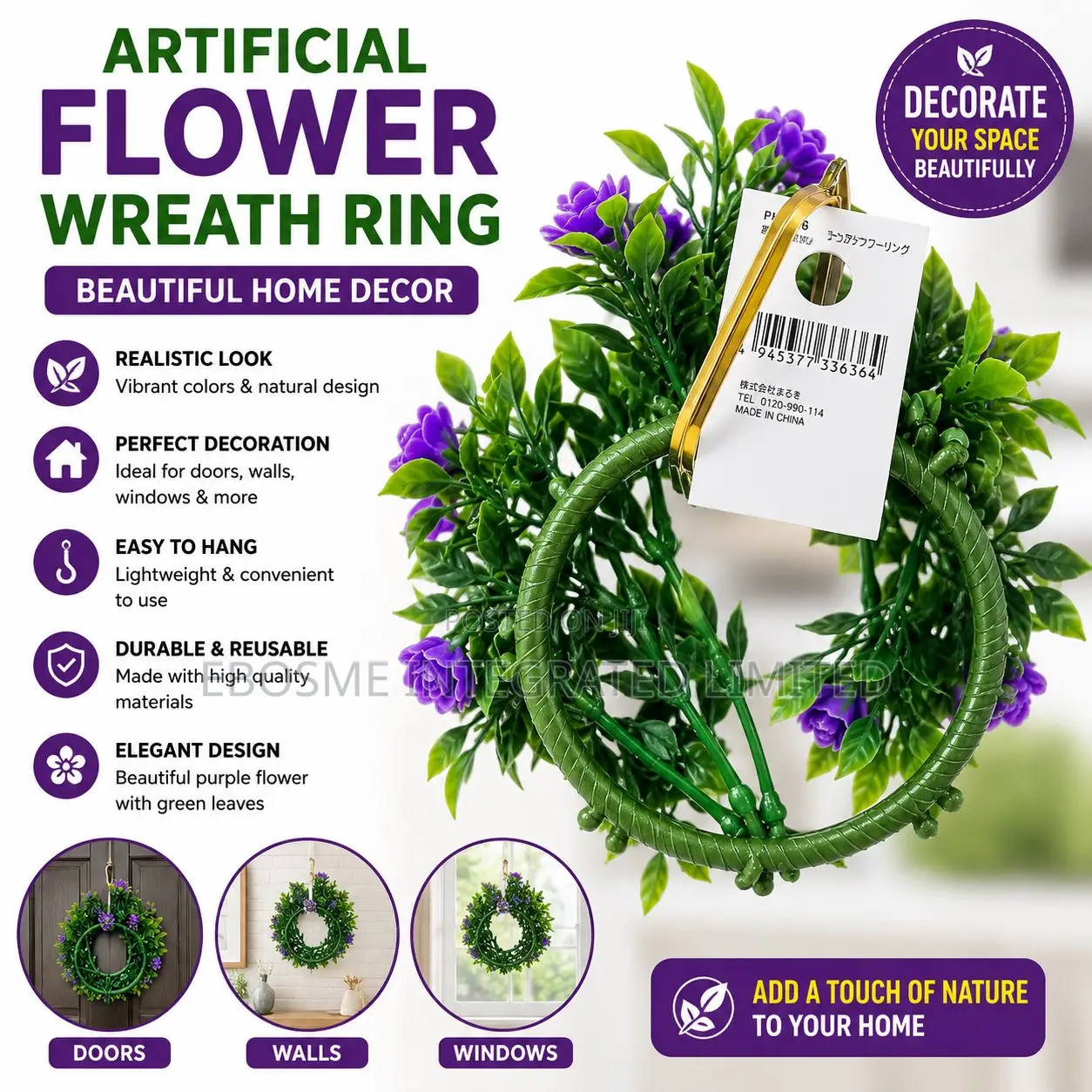 Artificial Flower Wreath Ring