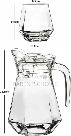 Glass Diamond Water Set – 5 Pieces