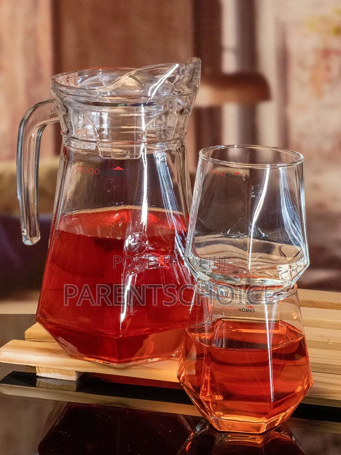 Glass Diamond Water Set – 5 Pieces