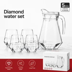 Glass Diamond Water Set – 5 Pieces