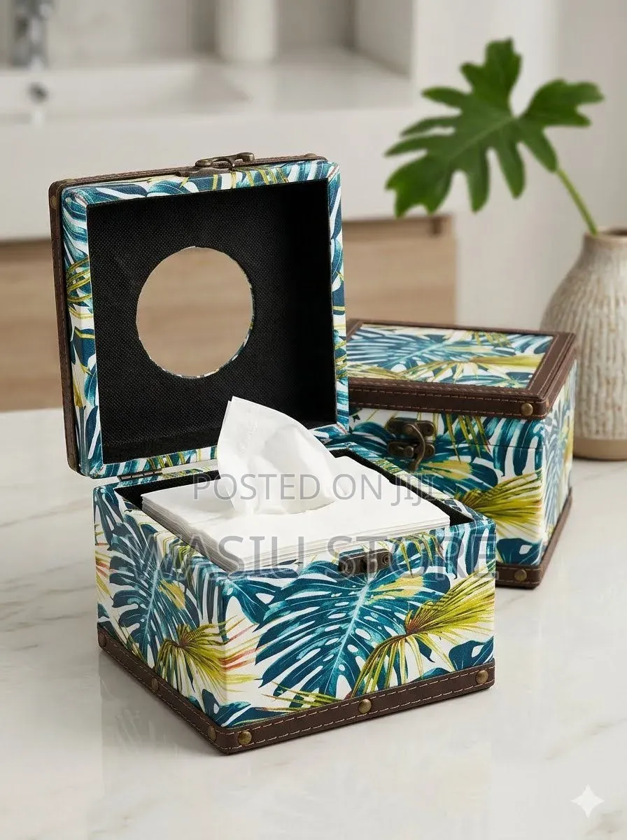 Retro Tropical Leaf Tissue Box