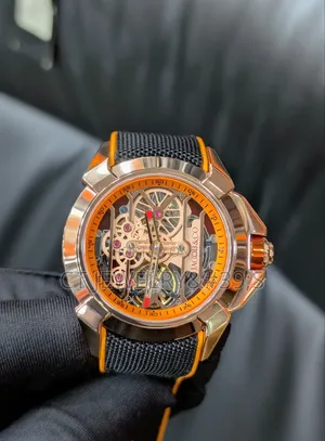 Jacob Co Epic X Skeleton Watch a Rose Gold and a Black Rubber Strap