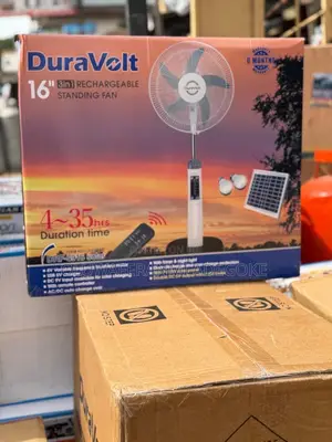 Duravolt Solar Rechargeable Standing Fan 16”