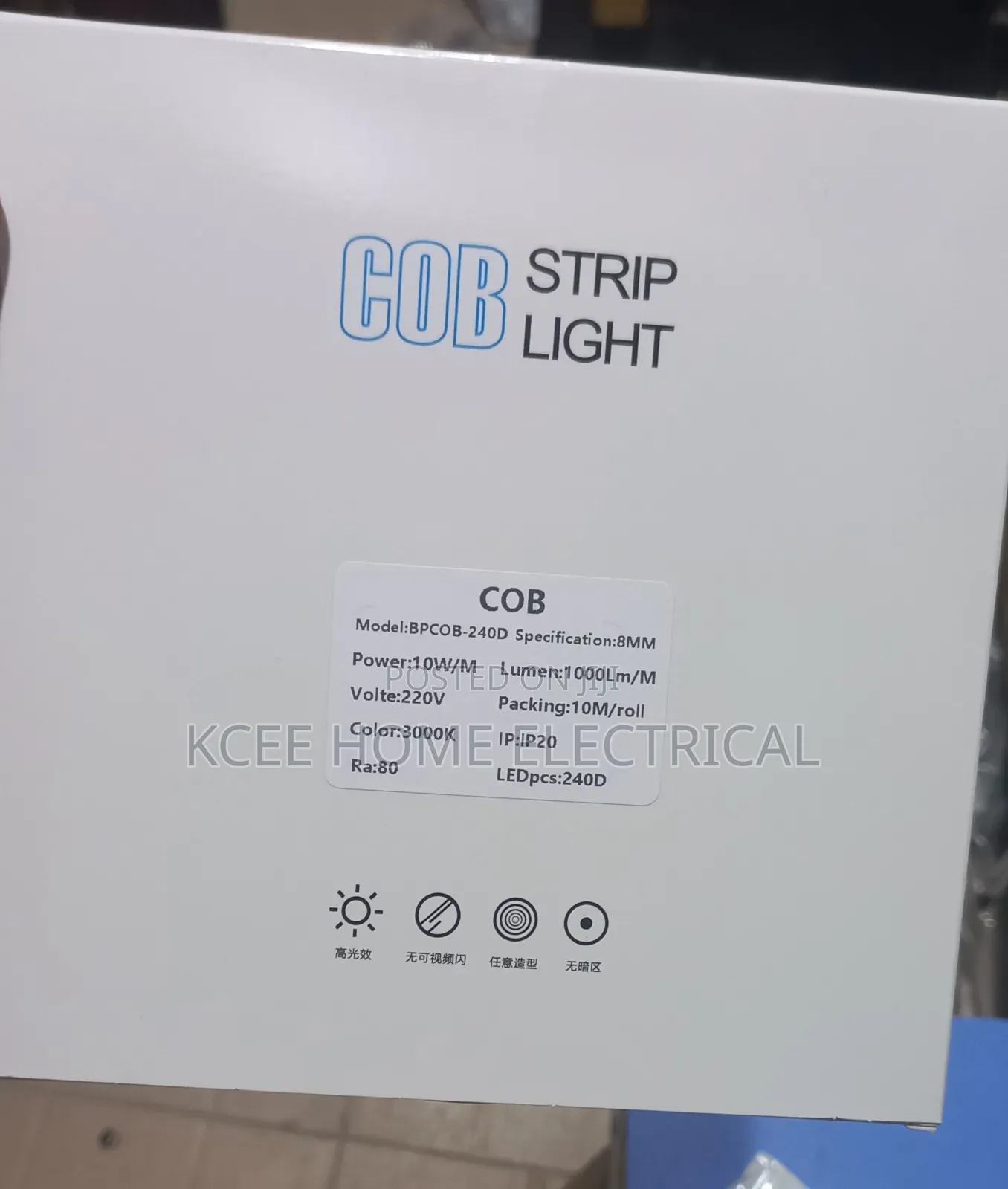 220v Cob Led Strip Light Single Color Driver-Free 10m Roll