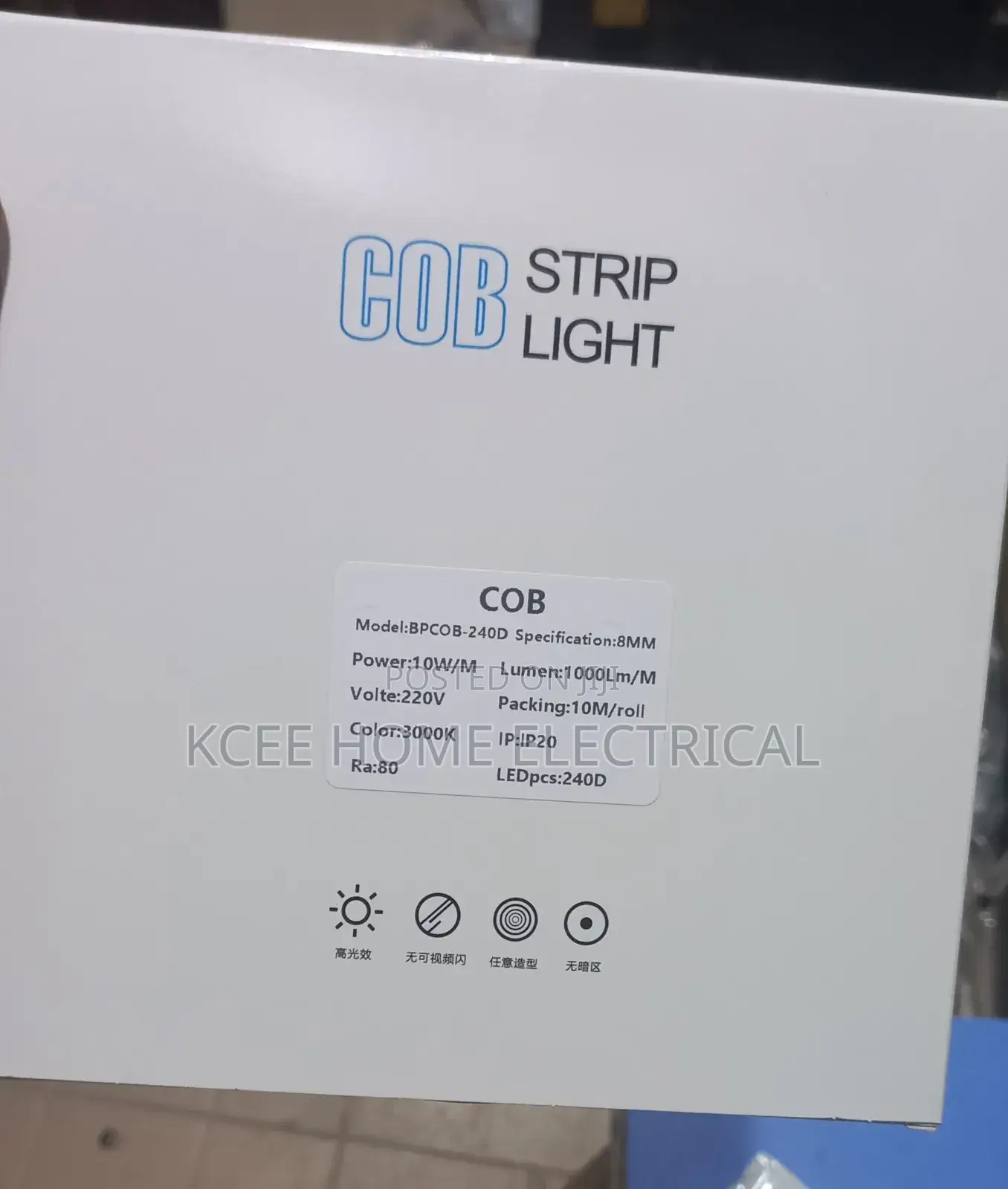 220v Cob Led Strip Light Single Color Driver-Free 10m Roll