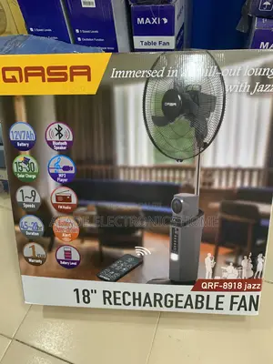 Qasa Rechargeable Fan 18”. 45hrs Battery Life. 5yrs Warranty