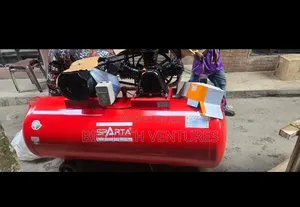 Sparta Air Compressor Is a Red, Industrial-Grade Piston Machine Design