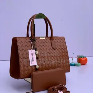Luxury Woven Leather Tote Handbag Set