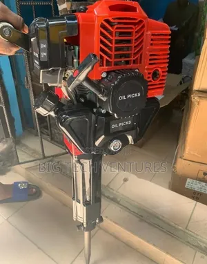 52cc Gasoline-Powered Demolition Jack Hammer With a Prominent Red