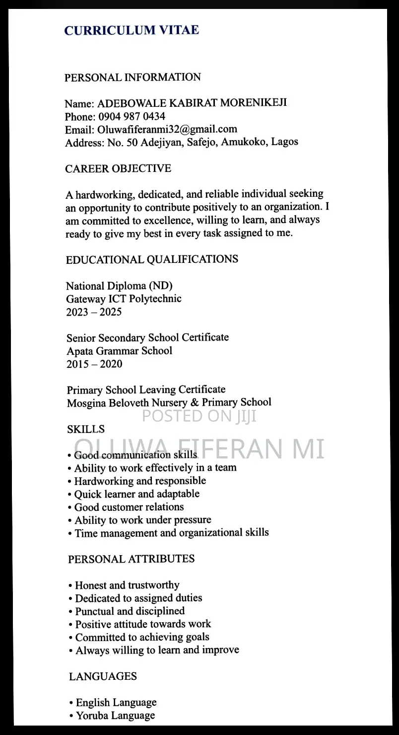 Business Support /Marketing Staff (Female
