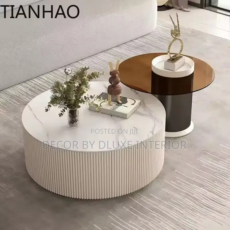 Nordic Round Minimalist Vintage Nesting Coffee Table Set