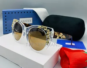 Luxury Cat-Eye Sunglasses With Gold Floral Details