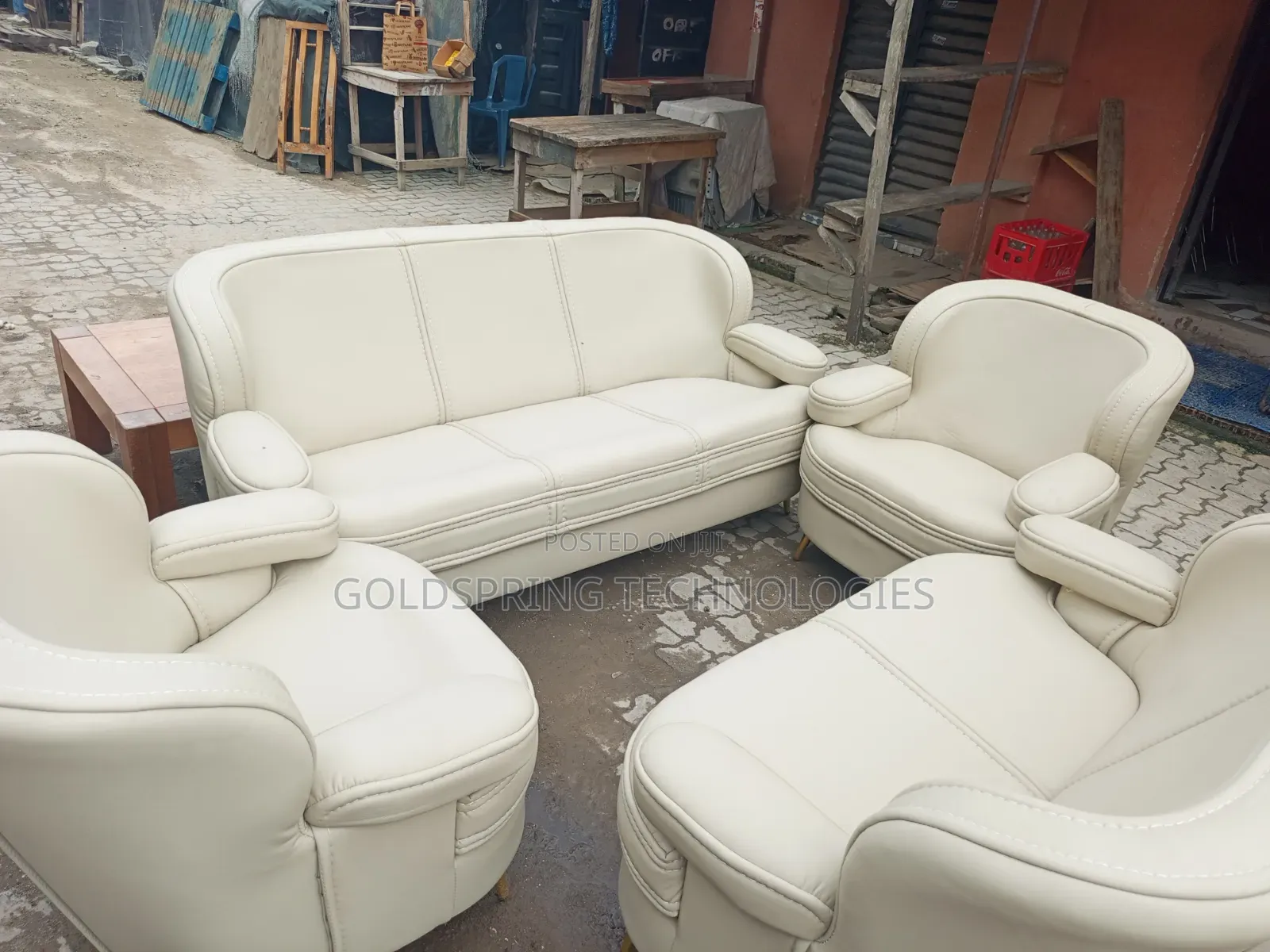Foreign Leather Sofa Off White