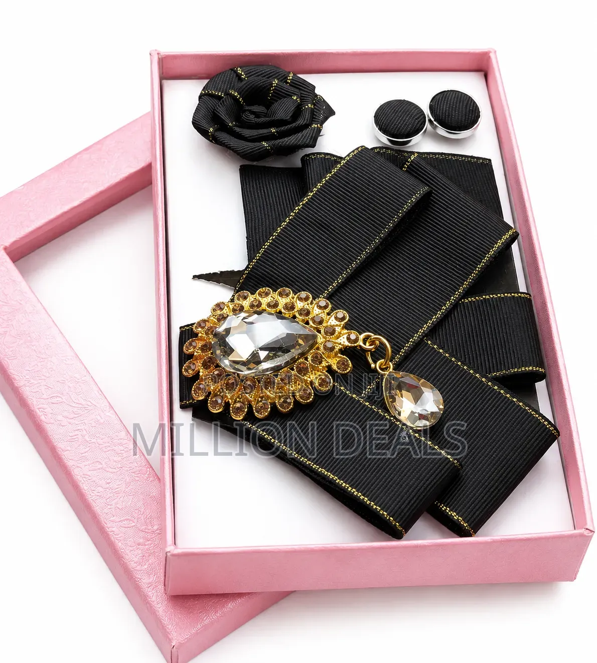 Classic Black Short Barrister Bow Tie Set