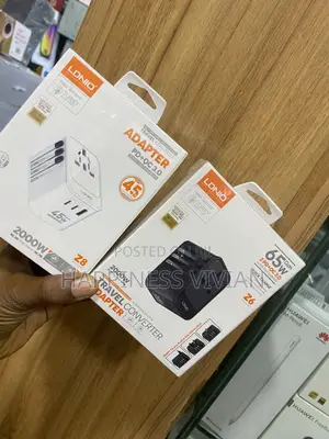 Ldnio 65w Gan Travel Converter Adapter – Dual Usb-C Pd Fast Charger