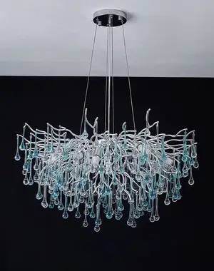 Modern Nordic Tree Branch Glass Waterdrop Luxury Crystal Chandelier