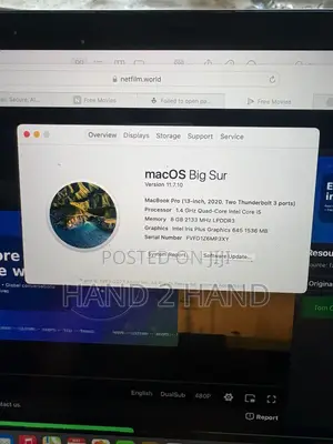 Laptop Apple MacBook Pro 2020 8GB Intel Core i5 SSD 256GB