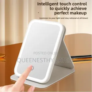 Led Foldable Makeup Mirror – 3 Color Lighting - Pink - 1200mah
