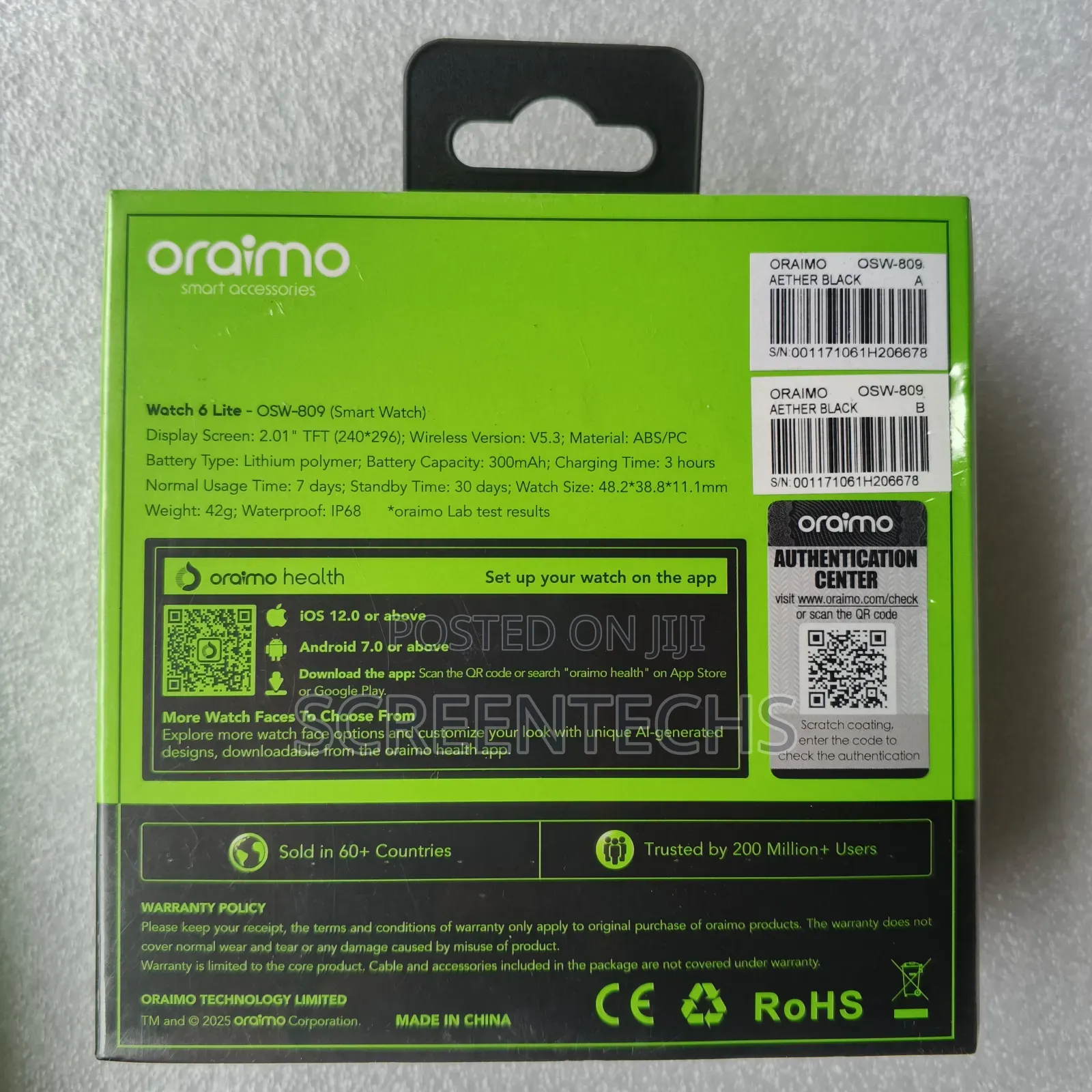 Original Oraimo Watch 6 Lite Osw-809