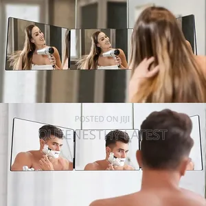 360° Trifold Hair Styling Mirror (5x Magnification Adjustable Hook)
