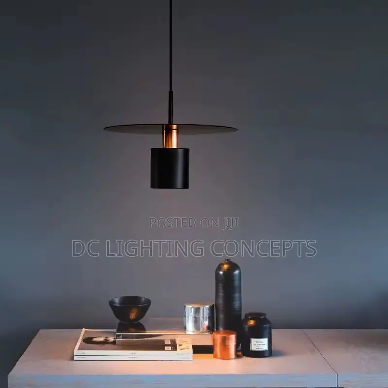 Modern Style Round Black Disc Led Pendant Light