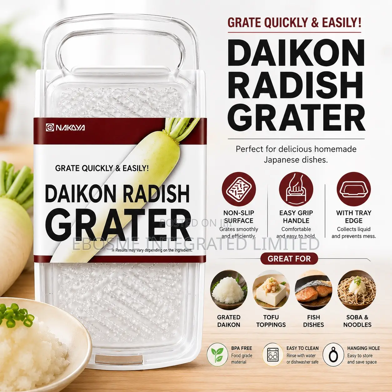 Daikon Radish Grater – Non-Slip Handheld Grater