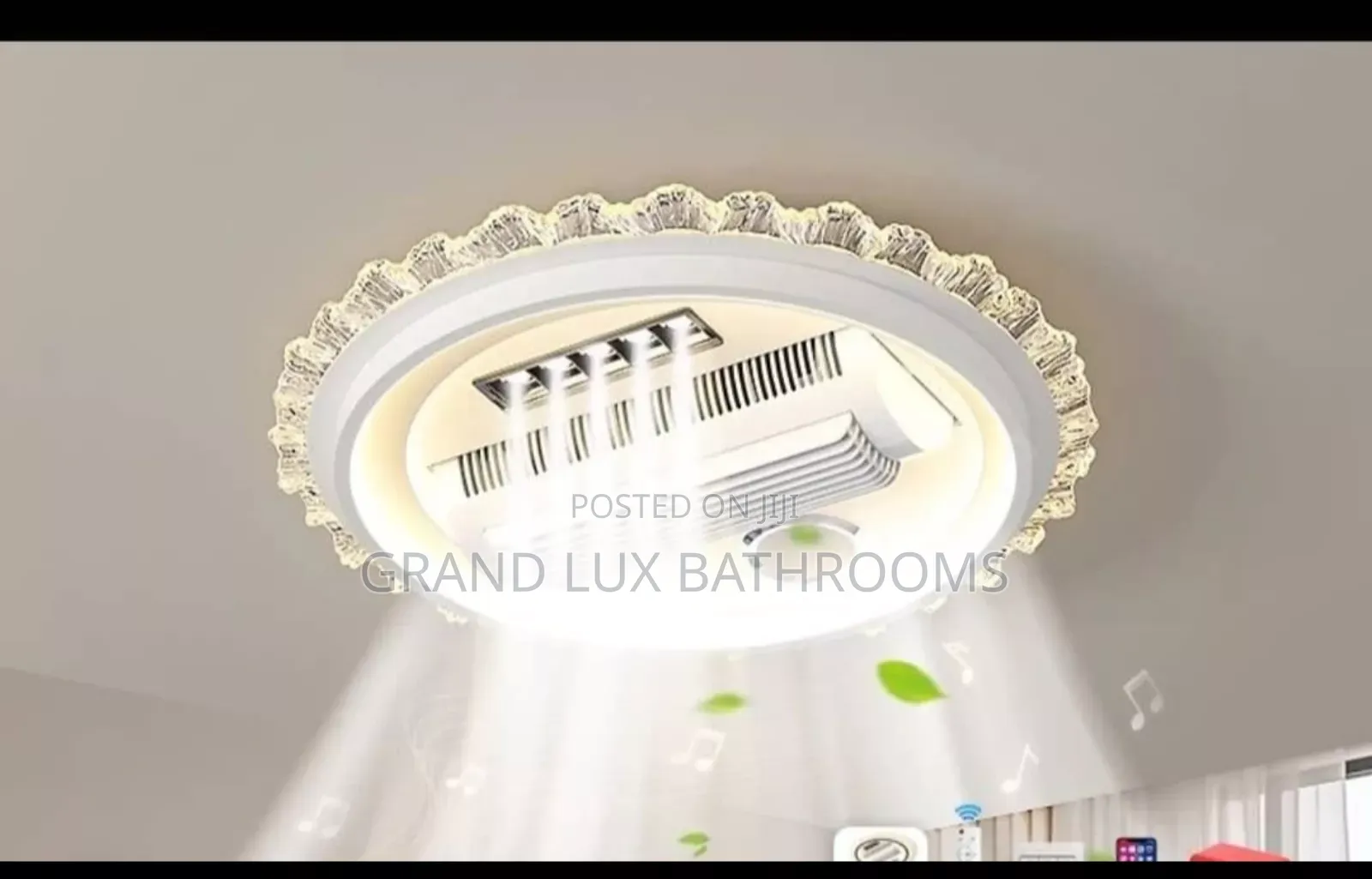 Smart Led Ceiling Fan Light With Bluetooth Speaker, Retractable Blades