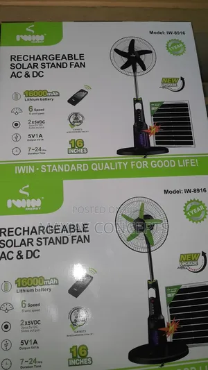 Iwin 16" Solar Rechargeable Fan With Mosquito Killer With Solar Panel