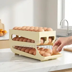 3-tier Rolling Egg Dispenser | Gravity-fed Fridge Organizer (30 Eggs)