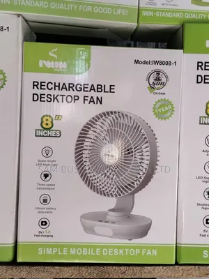 Iwin 8-Inch Rechargeable Desktop Fan With Led Light – Brand New
