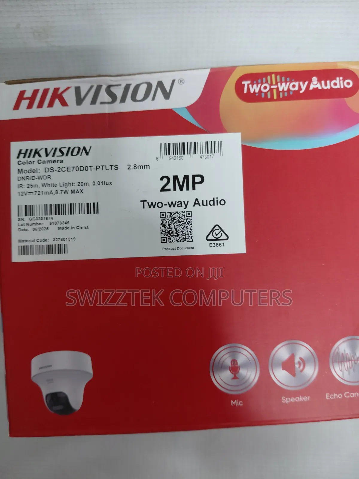 Hikvision 2mp Two Way Audio Fixed Pt Camera