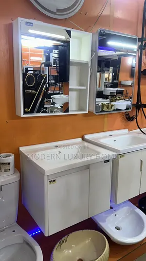 White Cabinet With Shelf Mirror
