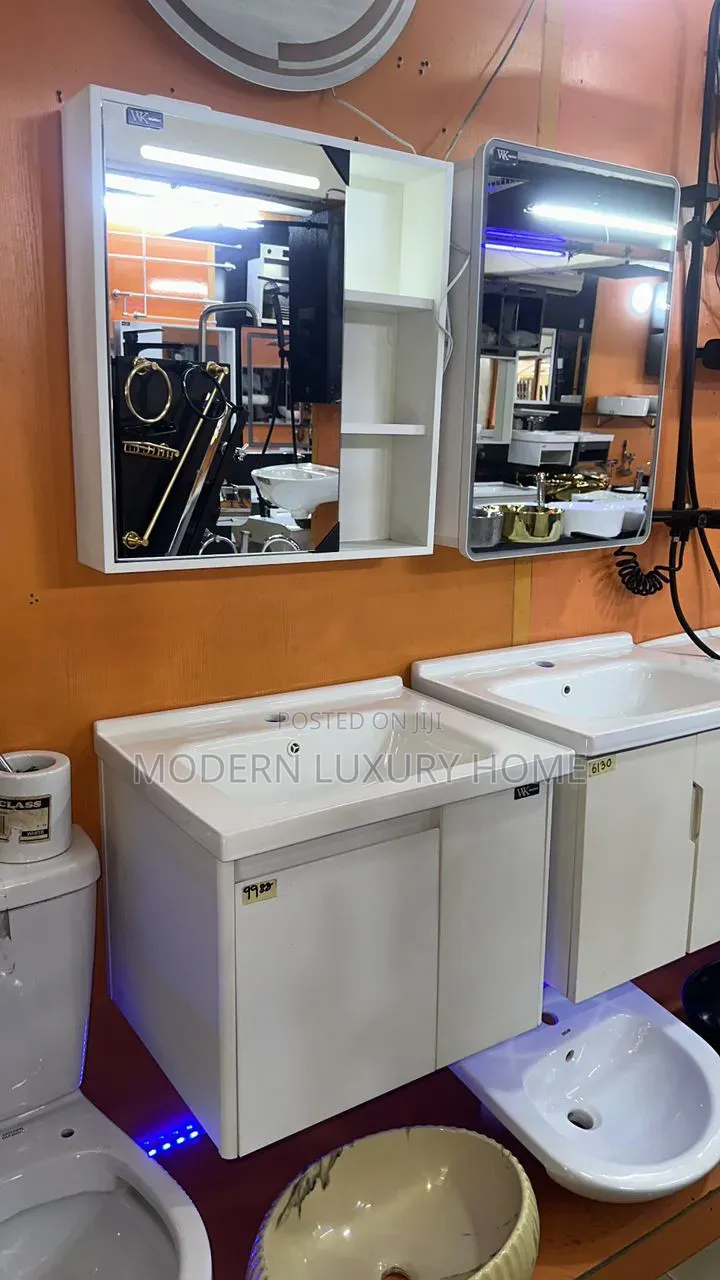 White Cabinet With Shelf Mirror
