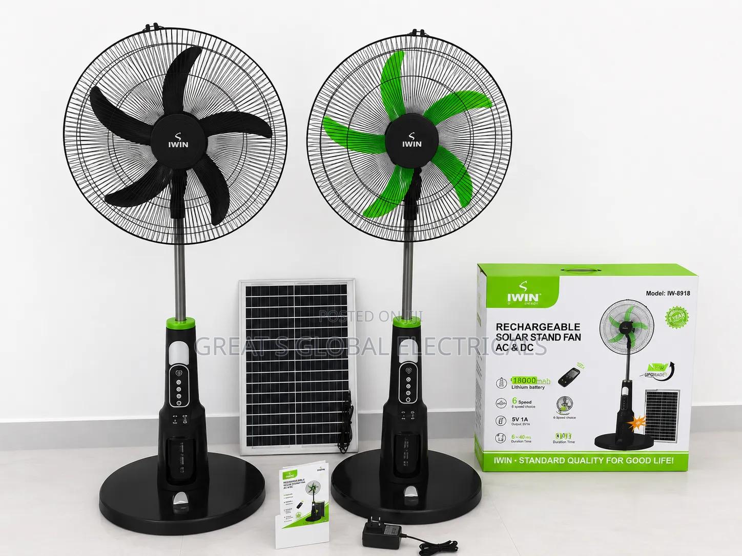 Rechargeable Solar Stand Fan (Ac Dc) – Model Iw-8918