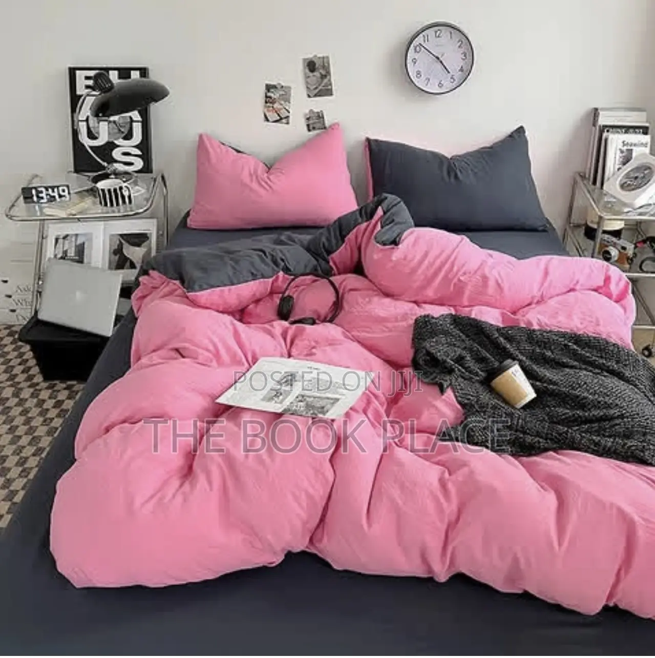 Pink and Gray Pure Luxury Cotton Bedding Set