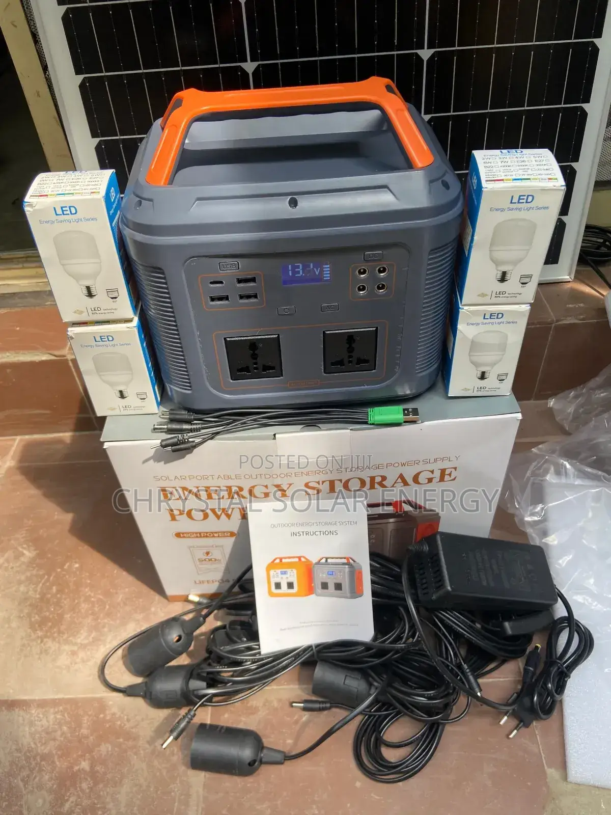 500watts Solar Generator With Free 100watts Solar Panel, Bulbs Kits