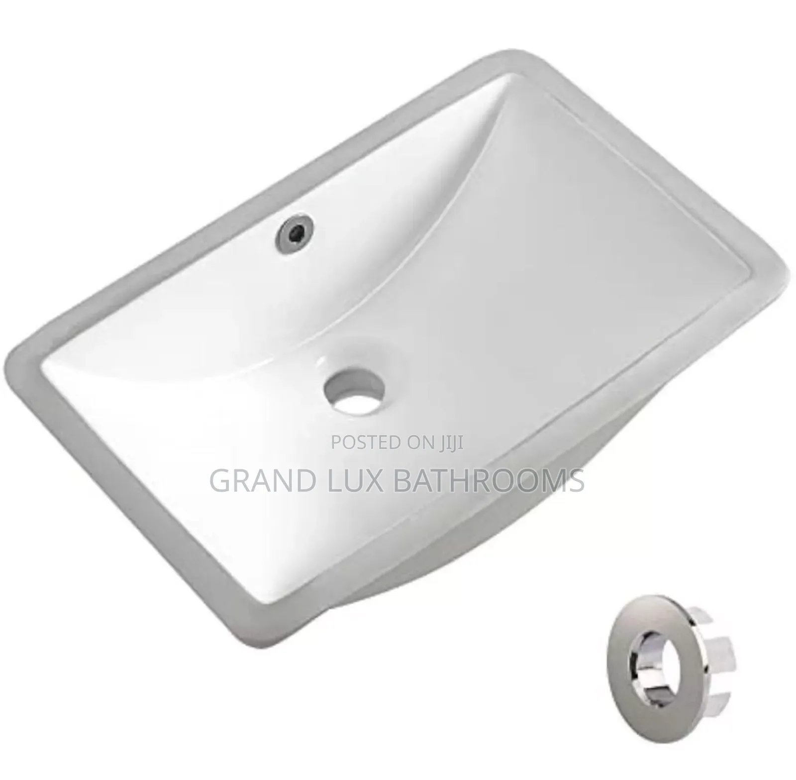 Rectangular Undermount Ceramic Bathroom Sink With Overflow